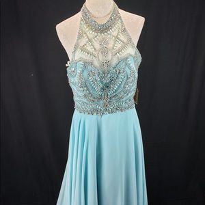 Beautiful floor length sz 10 Lt blue evening dress